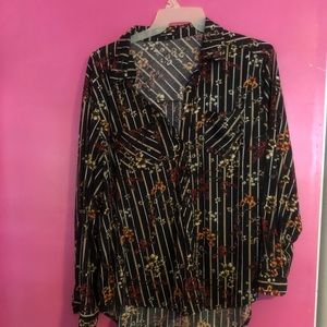 Long sleeve floral striped top
